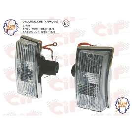 Coppia Frecce Anteriori Complete Siem Omologate - Gemme Bianche-Cornice Cromata Vespa PX