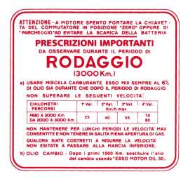ETICHETTA ADESIVO SCRITTA RODAGGIO VESPA GS 150 ORIGINALE PIAGGIO 610292M