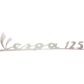 TARGHETTA SCRITTA VESPA 125 PRIMAVERA SCUDO ANTERIORE CORSIVO RIF. 073488