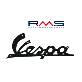 TARGHETTA SCRITTA VESPA 125 VN1VN2VNAVNB IN METALLO NERA SCUDO ANTERIORE RIF. PIAGGIO 086325
