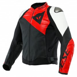 GIACCA MOTO IN PELLE DAINESE SPORTIVA LEATHER JACKET NERO ROSSO BIANCO