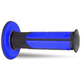 Coppia Manopole PROGRIP MX Moto Cross Enduro Off-Road 798-146 Doppia Densità Nero/Blu Chiuse