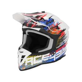 Casco Acerbis Linear 2206 Off Road Moto Cross Enduro Bianco Blu Rosso 034