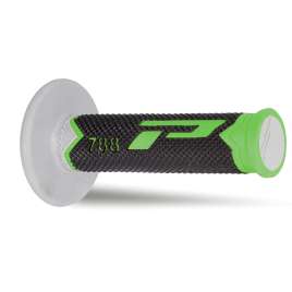 Coppia Manopole PROGRIP MX Moto Cross Enduro Off-Road 788-223 Tripla Densità Verde/Nero/Grigio Chiuse