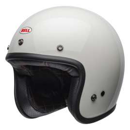 Casco Bell Custom 500 Bianco Vintage Bianco Solid Helmet Moto Custom