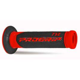 Coppia Manopole PROGRIP Universale Moto Strada 732-OE-149 Doppia Densità Rosso/Nero Con Foro