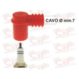 ATTACCO CANDELA FILETTO mm. 4 IN SILICONE ROSSO PER CAVO CANDELA Ø 7 mm. (CANDELA Ø mm. 14)