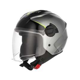 Casco Jet Acerbis Levante Grigio Giallo Fluo Lucido Moto Scooter Omologato ECE 2206