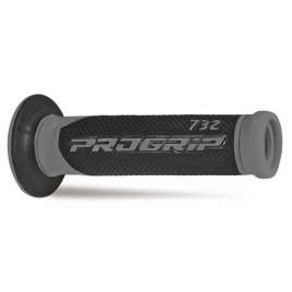 Coppia Manopole PROGRIP Universale Moto Strada 732-OE-187 Doppia Densità Grigio/Nero Con Foro