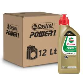 KIT TAGLIANDO 12L OLIO MOTORE CASTROL POWER1 20W50 100% MINERALE JASO MA2 API SN