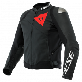 GIACCA MOTO IN PELLE DAINESE SPORTIVA LEATHER JACKET NERO LOGO ROSSO