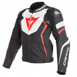Dainese Giacca in pelle moto AVRO 4 Leather Jacket black mat-white-fluo red nero bianco rosso