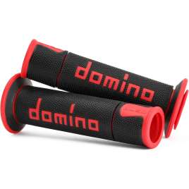 COPPIA MANOPOLE DOMINO A450 ROAD-RACING UNIVERSALE MOTO NERO/ROSSO 120-125 mm APERTE