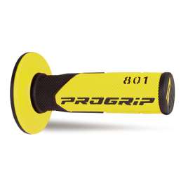 Coppia Manopole PROGRIP MX Moto Cross Enduro Off-Road 801-142 Doppia Densità Nero/Giallo Chiuse