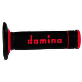 Coppia manopole Domino nere-rosse Off-Road Motocross 118mm
