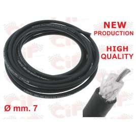 CAVO CANDELA VESPA Ø mm.7- SCHERMATO IN SILICONE NERO 5 MT UNIVERSALE