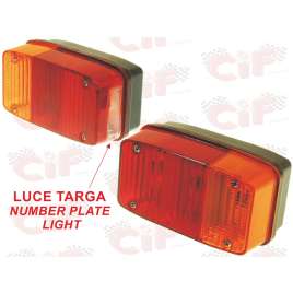 Coppia Fanali Posteriori Completi Trasp.Laterale Per Luce Targa Ape 50