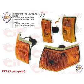 Kit Frecce Complete (4 Pz.) Siem Omologate - Anteriori + Posteriori - Tipo Lusso Con Cornice Cromata Vespa PX