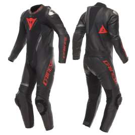 Tuta Moto in pelle Dainese DEMON SPRINT TRAFORATA Racing Pista Gobba Nero/Rosso