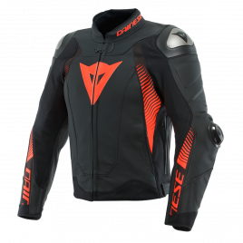 Dainese Giacca in pelle moto Super Speed 4 Leather Jacket black mat-fluo red nero rosso
