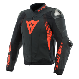 Dainese Giacca in pelle moto Super Speed 4 Leather Jacket black mat-fluo red nero rosso