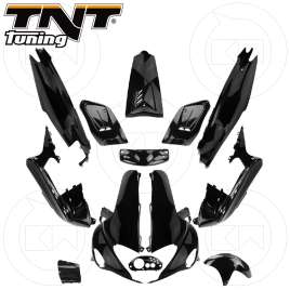 KIT CARENE 13 PEZZI VERSIONE ORIGINALE NERO LUCIDO GILERA RUNNER 50 1997-2001 / PUREJET 02-04 / VX 125 4T 00-03 / VXR 200 4T 02-06 / FX-SP 125 97-02 / FXR 180 97-02