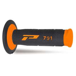 Coppia Manopole PROGRIP MX Moto Cross Enduro Off-Road 791-296 Doppia Densità Arancio Fluo/Nero Chiuse