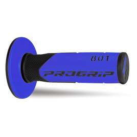 Coppia Manopole PROGRIP MX Moto Cross Enduro Off-Road 801-146 Doppia Densità Nero/Blu Chiuse