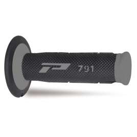 Coppia Manopole PROGRIP MX Moto Cross Enduro Off-Road 791-187 Doppia Densità Grigio/Nero Chiuse