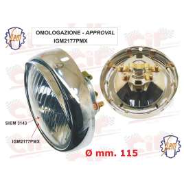 Fanale Anteriore Faro Siem-Completo Di Portalampada+Visiera Ø Mm.115 Vespa Gs 150