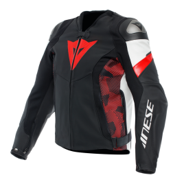Dainese AVRO 5 Giacca in pelle moto Leather Jacket Nero Rosso Bianco