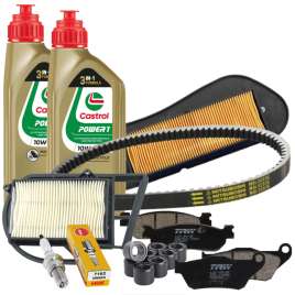 KIT TAGLIANDO OLIO CASTROL PASTIGLIE CINGHIA RULLI PER YAMAHA X-MAX XMAX 250 2005-2009