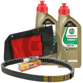 KIT TAGLIANDO FILTRO ARIA CANDELA OLIO MOTUL CINGHIA GATES HONDA FORESIGHT 250/PIAGGIO X9 250
