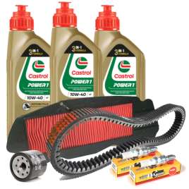 KIT TAGLIANDO FILTRO ARIA CANDELA OLIO CASTROL CINGHIA GATES HONDA SILVER WING 400