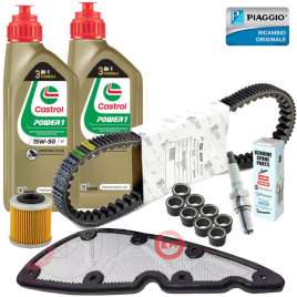 TAGLIANDO BEVERLY 350 ORIGINALE PIAGGIO COMPLETO CINGHIA RULLI FILTRI OLIO 15W50