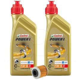Kit Tagliando Castrol Power 1 15W-50 Filtro olio Piaggio Beverly HPE 400 350