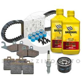KIT TAGLIANDO PASTIGLIE FILTRI CANDELA CINGHIA RULLI PIAGGIO MP3 400 IE 2007-2011