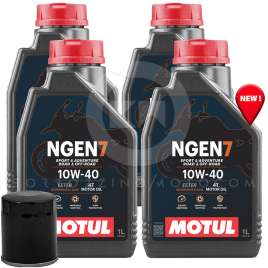 KIT TAGLIANDO 4L MOTUL NGEN 7 10W40 4T JASO MA2 API SP ex 7100 + FILTRO OLIO 204