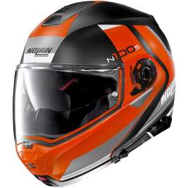 CASCO MODULARE NOLAN N100-5 HILLTOP N-COM FLAT BLACK NERO OPACO ARANCIO 052 XXL