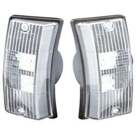 COPPIA FRECCE ANTERIORI BIANCHE TRASPARENTI VESPA PX 125 150 200 Arcobaleno - Millenium