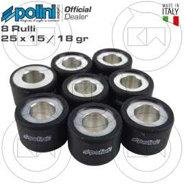 SERIE KIT RULLI VARIATORE 18 GRAMMI POLINI 8 RULLI YAMAHA T MAX 530
