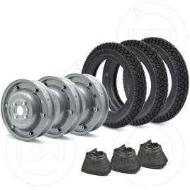 KIT 3 RUOTE COMPLETE CERCHI CHIUSI GOMME CAMERE PIAGGIO VESPA 50 R-L-N 2.75.9