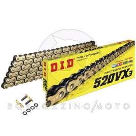 CATENA TRASMISSIONE MOTO DID PROFESSIONAL PASSO 520 VX3 108 MAGLIE ORO G&B