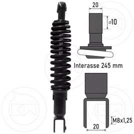 AMMORTIZZATORE POSTERIORE NERO TIPO ORIGINALE PER MBK 50 BOOSTER SPIRIT 