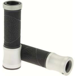 ARIETE COPPIA MANOPOLE FORATE ALU-RUB 125mm UNIVERSALI MOTO ALLUMINIO SILVER