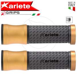 ARIETE COPPIA MANOPOLE FORATE ALU-RUB Ø22/24mm UNIVERSALI MOTO ALLUMINIO GOLD