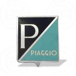 SCUDETTO EMBLEMA LOGO QUADRATO "PIAGGIO" ADESIVO IN METALLO VESPA 50 L R N