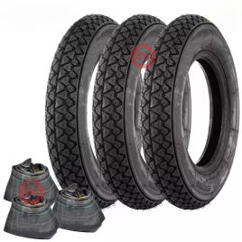 KIT 3 GOMME CON CAMERE PIAGGIO APE 50 PNEUMATICI 100.90-10 61L BATTISTRADA S83
