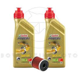 KIT TAGLIANDO 2LT OLIO CASTROL POWER 1 10W40 + FILTRO YAMAHA X-MAX 125/YBR 250 2008-2012
