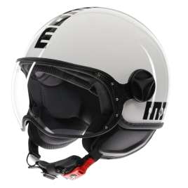 Casco Moto Jet MOMO DESIGN FGTR Classic E2206 Mono Bianco Lucido-Logo Nero 004